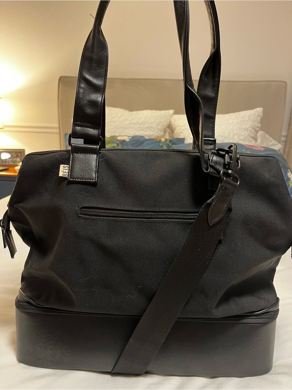 BEIS Black Duffel Tote with Removable Shoulder Strap